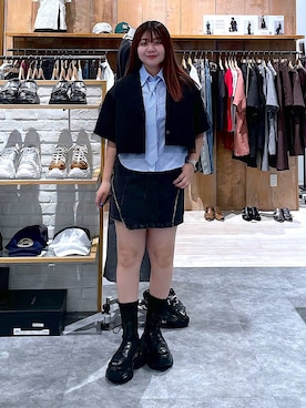 「PAGEBOY（ページボーイ）のレースアップソックスブーツ 【3サイズ展開・軽量】（ブーツ、ブラック系）」を使った、keinnna79さん（レディース）の夏コーディネート