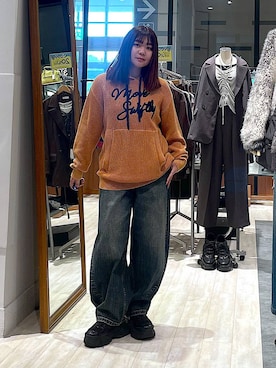 「PBLIM（ページボーイリム）の《UNISEX》スラブブリーチデニム（デニムパンツ）」を使った、keinnna79さん（レディース・160cm）の秋コーディネート