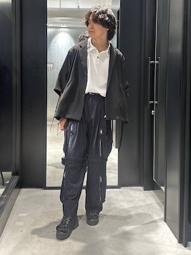 「HARE（ハレ）の【接触冷感】 ポンチシシュウポロカット(HARE)（ポロシャツ、ホワイト系）」を使った、おざさん（メンズ・172cm）の夏コーディネート