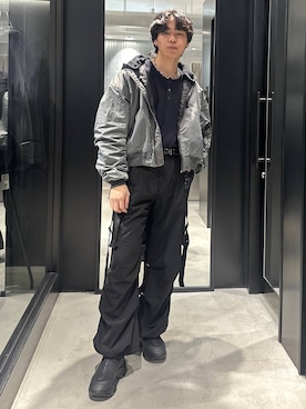 「アイテム（MA-1）」を使った、おざさん（メンズ・172cm・20代）の冬コーディネート