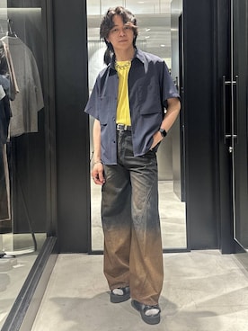 「HARE（ハレ）の【SET UP対応】3Dデニムパンツ(HARE)（デニムパンツ、オレンジ系）」を使った、おざさん（メンズ・172cm）の夏コーディネート