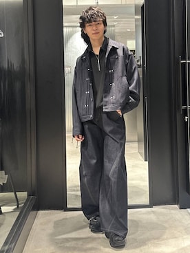 「HARE（ハレ）のビルディングソールサンダル(HARE)（サンダル、ブラック系）」を使った、おざさん（メンズ・172cm）の春コーディネート