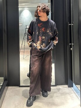 「アイテム（デニムパンツ、レッド系）」を使った、おざさん（メンズ・172cm）の秋コーディネート