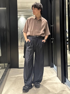 「HARE（ハレ）のメタルループタイ(HARE)（ネックレス、シルバー系）」を使った、おざさん（メンズ・172cm）の春コーディネート