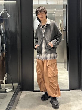 「HARE（ハレ）のビルディングソールスニーカー(HARE)（スニーカー、ブラック系）」を使った、おざさん（メンズ・172cm）の春コーディネート