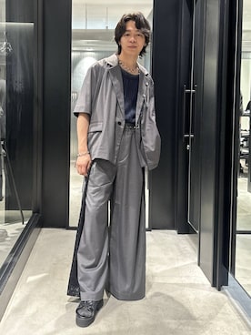 「HARE（ハレ）の【SET UP対応】TSUNAGARIタックパンツ(HARE)（その他パンツ、グレー系）」を使った、おざさん（メンズ・172cm）の夏コーディネート