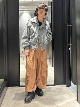 「HARE（ハレ）のビルディングソールスニーカー(HARE)（スニーカー、ブラック系）」を使った、おざさん（メンズ・172cm）の春コーディネート