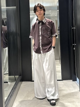 「HARE（ハレ）のシャークソールメッシュブーサン(HARE)（サンダル、ブラック系）」を使った、おざさん（メンズ・172cm）の春コーディネート