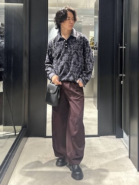 「HARE（ハレ）のレイヤーフラップバッグ(HARE)（ショルダーバッグ、ブラック系）」を使った、おざさん（メンズ・172cm）の夏コーディネート