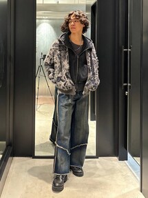 HARE（ハレ）の「MIXヤーンフラワーニットブルゾン(HARE