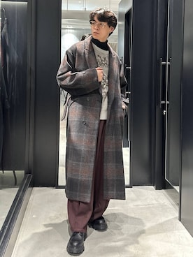 「アイテム（チェスターコート）」を使った、おざさん（メンズ・172cm・20代）の秋コーディネート