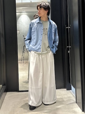 「HARE（ハレ）のシャークソールメッシュブーサン(HARE)（サンダル、ブラック系）」を使った、おざさん（メンズ・172cm）の春コーディネート