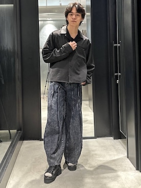 「HARE（ハレ）のハギキリカエデニムパンツ(HARE)（デニムパンツ、ブルー系）」を使った、おざさん（メンズ・172cm）の春コーディネート