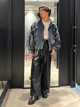 「HARE（ハレ）のウェスタンバックルベルト(HARE)（ベルト）」を使った、おざさん（メンズ・172cm）の秋コーディネート