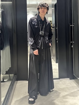 「HARE（ハレ）のビルディングソールサンダル(HARE)（サンダル、ブラック系）」を使った、おざさん（メンズ・172cm）の春コーディネート