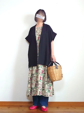 「アイテム（かごバッグ）」を使った、karen718さん（レディース・160cm）の夏コーディネート