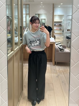 「mystic（ミスティック）のアソートプリントT（Tシャツ/カットソー、グレー系）」を使った、Takaraさん（レディース・166cm）の夏コーディネート