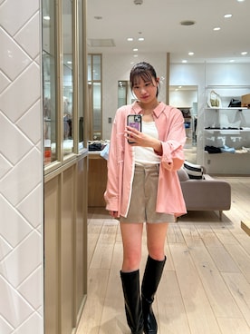 「mystic（ミスティック）のスクエアトゥロングブーツ（ブーツ）」を使った、Takaraさん（レディース・166cm）の秋コーディネート