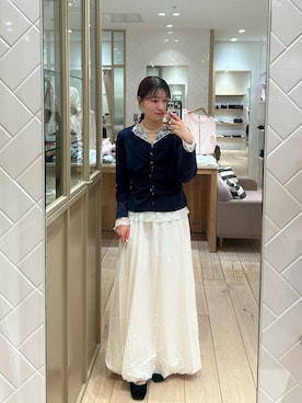 「mystic（ミスティック）の【新色ブラック/2種類のレイヤード素材】配色カットソー（Tシャツ/カットソー、ブルー系）」を使った、Takaraさん（レディース・166cm）の春コーディネート