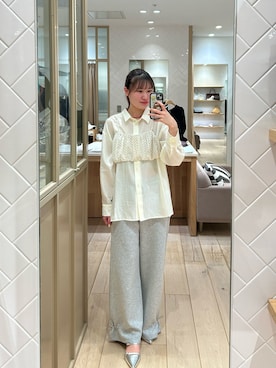 「mystic（ミスティック）の【着回し抜群/SETアイテム】シアーシャツビスチェSET（シャツ/ブラウス、ホワイト系）」を使った、Takaraさん（レディース・166cm）の春コーディネート