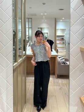 「mystic（ミスティック）のBIGパールネックレス（ネックレス、ホワイト系）」を使った、Takaraさん（レディース・166cm）の夏コーディネート