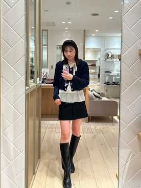 「mystic（ミスティック）のスクエアトゥロングブーツ（ブーツ）」を使った、Takaraさん（レディース・166cm）の秋コーディネート