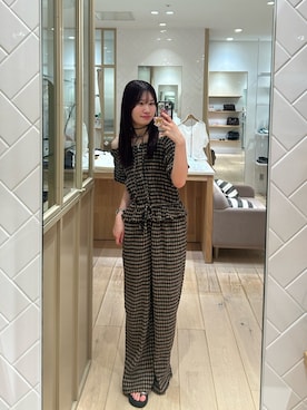 「mystic（ミスティック）のシャーリングバルーンオールインワン（つなぎ/オールインワン、ブラウン系）」を使った、Takaraさん（レディース・166cm）の夏コーディネート