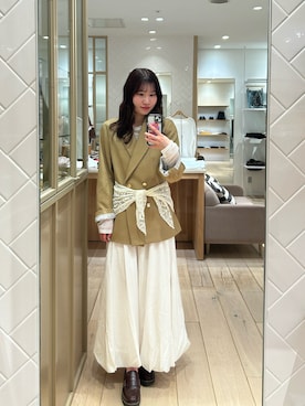 「mystic（ミスティック）のチュールタグシアーロンT（Tシャツ/カットソー、ホワイト系）」を使った、Takaraさん（レディース・166cm）の春コーディネート