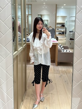 「mystic（ミスティック）のカラービーズネックレス（ネックレス、レッド系）」を使った、Takaraさん（レディース・166cm）の秋コーディネート