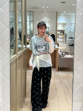 「mystic（ミスティック）のアソートプリントT（Tシャツ/カットソー、グレー系）」を使った、Takaraさん（レディース・166cm）の春コーディネート