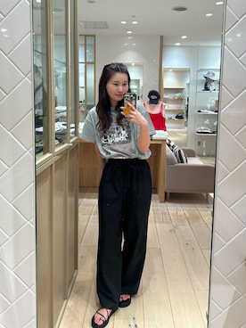 「mystic（ミスティック）のアソートプリントT（Tシャツ/カットソー、グレー系）」を使った、Takaraさん（レディース・166cm）の夏コーディネート