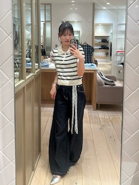 「アイテム（ベルト、ホワイト系）」を使った、Takaraさん（レディース・166cm）の秋コーディネート