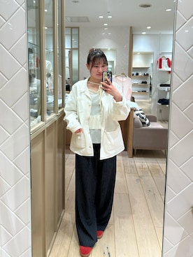 「mystic（ミスティック）の裾レースツイルジャケット（ブルゾン、ホワイト系）」を使った、Takaraさん（レディース・166cm）の春コーディネート