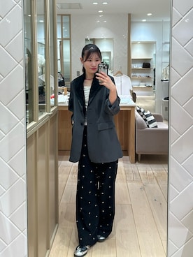 「mystic（ミスティック）のカラービーズネックレス（ネックレス、レッド系）」を使った、Takaraさん（レディース・166cm）の秋コーディネート