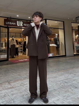 「アイテム（その他アウター、ブラウン系）」を使った、nishidaさん（メンズ・170cm）の冬コーディネート