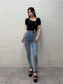 SNSで話題！】アートカットワークハイウエストパギンス｜エモダ（EMODA
