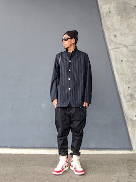 「Supreme （シュプリーム）のSupreme New Era Cross Box Logo Beanie "Black"(20AW)（ニットキャップ/ビーニー、ブラック系）」を使った、hasshi(ハッシー)さん（メンズ・173cm）の秋コーディネート