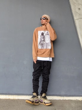 「CA4LA（カシラ）のアイテム（帽子）」を使った、hasshi(ハッシー)さん（メンズ・173cm）の春コーディネート