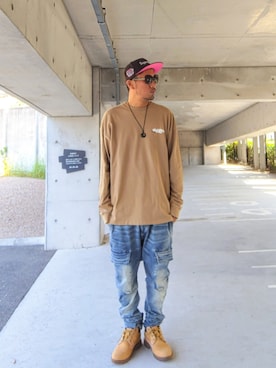 「アイテム（Tシャツ/カットソー）」を使った、hasshi(ハッシー)さん（メンズ・172cm）の秋コーディネート