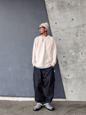 「FAT(エフエイティー)のアイテム(パンツ)」を使った、hasshi(ハッシー)さん(メンズ・173cm)の秋コーディネート