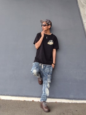 「Supreme （シュプリーム）のアイテム」を使った、hasshi(ハッシー)さん（メンズ・173cm）の夏コーディネート