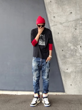 「Supreme （シュプリーム）のアイテム」を使った、hasshi(ハッシー)さん（メンズ・173cm）の春コーディネート