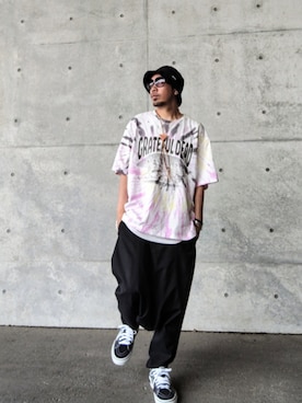 「COOTIE PRODUCTIONS（クーティープロダクションズ）のNylon Ripstop Bucket Hat（ハット、ブラック系）」を使った、hasshi(ハッシー)さん（メンズ・173cm）の春コーディネート