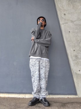 「COOTIE PRODUCTIONS（クーティープロダクションズ）のNylon Ripstop Bucket Hat（ハット、ブラック系）」を使った、hasshi(ハッシー)さん（メンズ・173cm）の春コーディネート