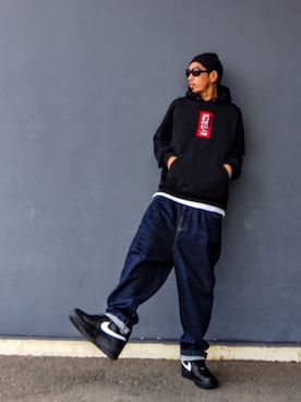 「アイテム（デニムパンツ）」を使った、hasshi(ハッシー)さん（メンズ・172cm・40代）の冬コーディネート