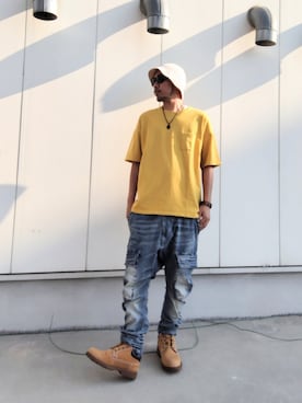 「バケットハット」｜hasshi(ハッシー)さん（メンズ・172cm）の夏コーディネート