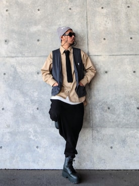 「Y-3(ワイスリー)のアイテム(帽子)」を使った、hasshi(ハッシー)さん(メンズ・173cm)の春コーディネート