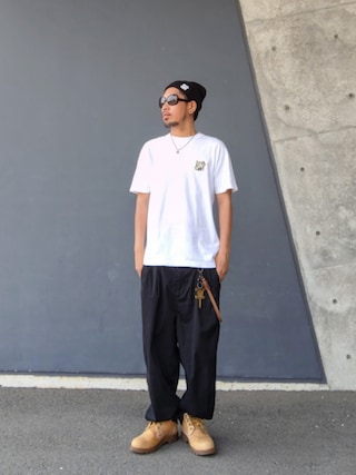 「HUF(ハフ)のREGIONAL NECKLACE SILVER(ネックレス)」を使った、hasshi(ハッシー)さん(メンズ・173cm)の夏コーディネート
