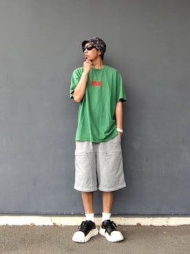 「Supreme （シュプリーム）のアイテム」を使った、hasshi(ハッシー)さん（メンズ・173cm）の夏コーディネート