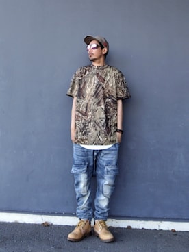 「TRAVIS SCOTT（トラヴィススコット）のAir Jordan x Travis Cactus Jack Highest Hat "Olive"（キャップ、グリーン系）」を使った、hasshi(ハッシー)さん（メンズ・173cm）の春コーディネート